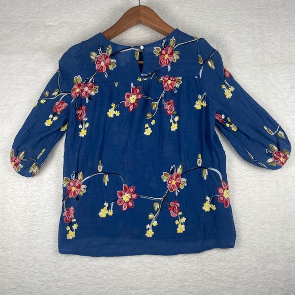 Anthroplogie Sz S Fig and Flower Floral Boho Cottage Whimsigoth Embroidered Top - Picture 4 of 13